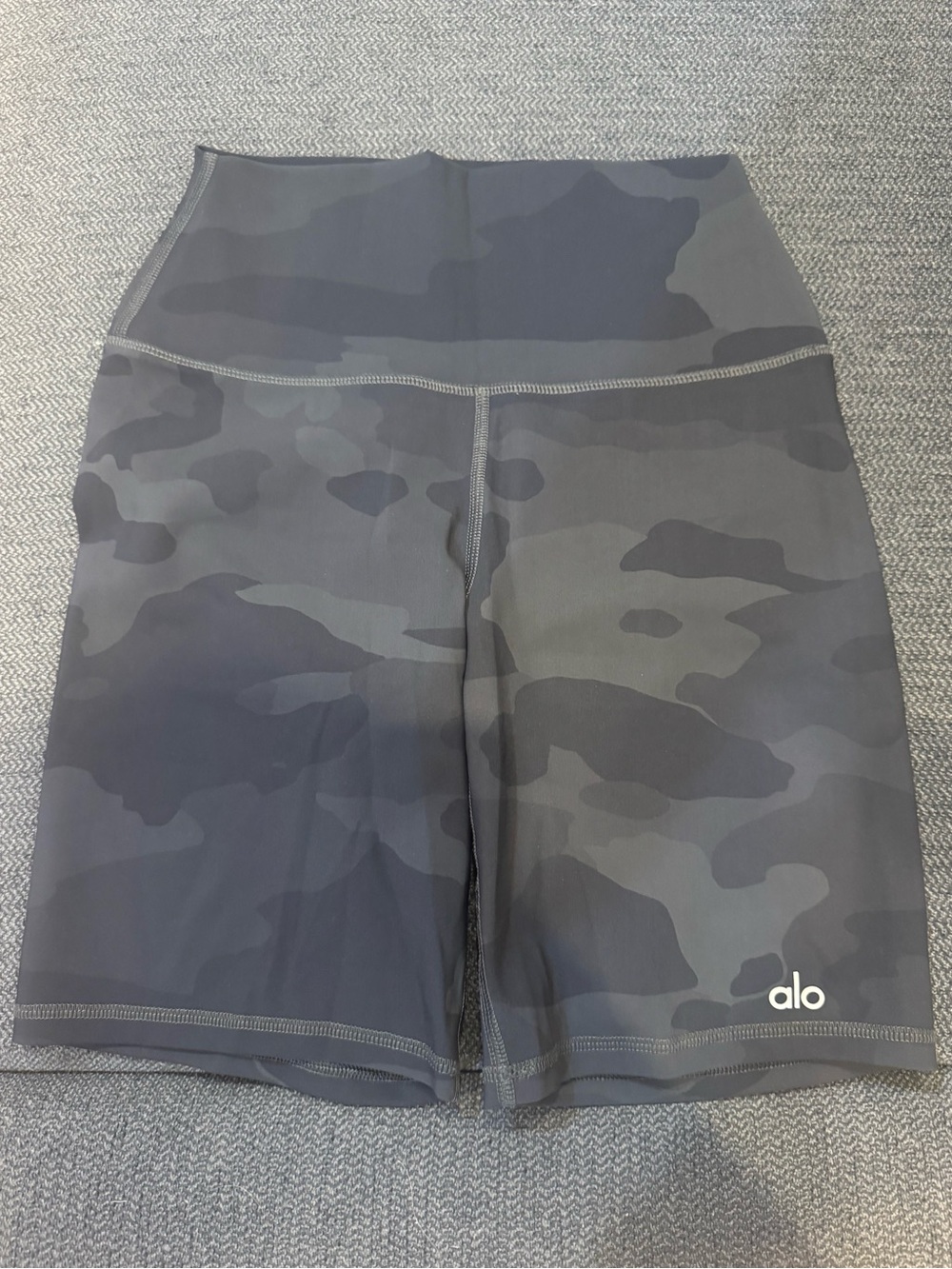 ALO Yoga Black Camo High-Rise Bike Shorts
